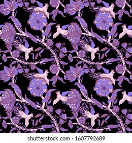Abstract nature flower seamless pattern. Ethnic ornament, floral print, textile fabric, botanical.Vector illustration.

