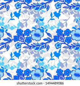 Abstract nature flower small seamless pattern set.Ethnic ornament, floral print, textile fabric, botanical.Vector illustration.