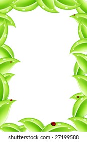 Abstract nature frame with green leafs and Ladybird