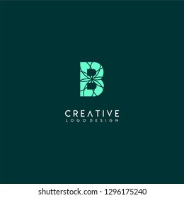 abstract nature green geometric B logo letters with lines pattern design concept
