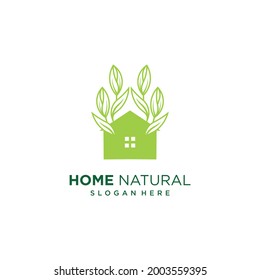 Abstract nature house logo design set leaves in negative space logo
