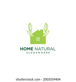 Abstract nature house logo design set leaves in negative space logo