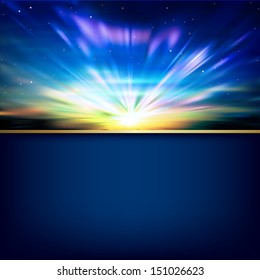 abstract nature illustration with mountains and blue background