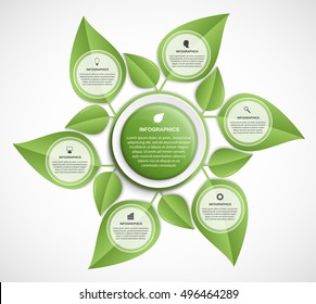 Abstract Nature Infographic. Colorful Leaves. Vector Illustration. 