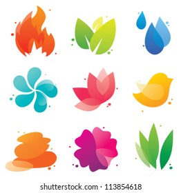 Abstract nature isolated icons set for spa business, beauty salon, beauty treatment, yoga, health. EPS10 file with transparent objects