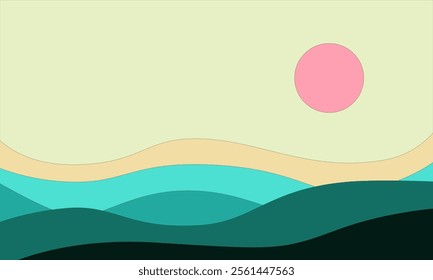 abstract nature landscape background wall art design. abstract landscape poster. mid century mountain background for print, cover, wallpaper. vector illustration