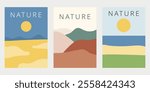 Abstract nature and landscape. Modern landscape poster design template.