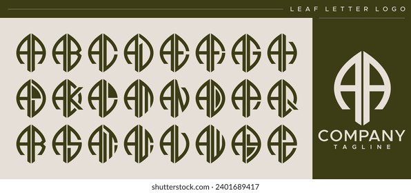 Abstract nature leaf letter A AA logo design set