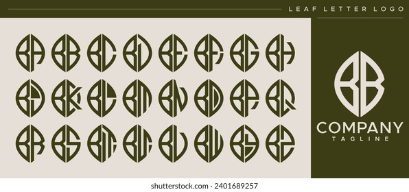 Abstrakter Naturblatt-Buchstabe B BB Logo-Design-Set