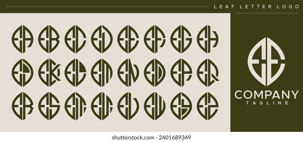 Abstract nature leaf letter E EE logo design set