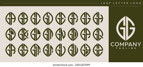 Abstract nature leaf letter G GG logo design set