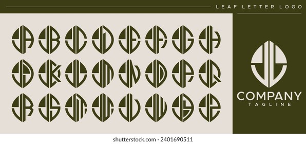 Abstract nature leaf letter J JL logo design set