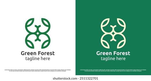 Abstract nature leaf logo design illustration. Leaf silhouette eco nature forest park outdoor environment park garden fresh. Minimalist geometric simple icon symbol.