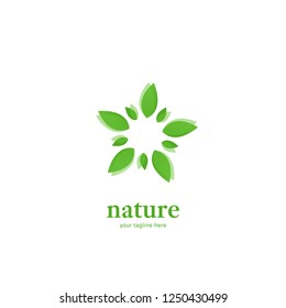 Abstract nature leaf logo icon overlapping effect style