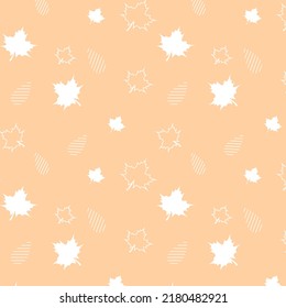 Abstract nature leaf pattern. Seamless vector background.Autumn fall Doodle leaf print. Thanksgiving, Seasonal fabric, November, card, paper.Vector Illustration.