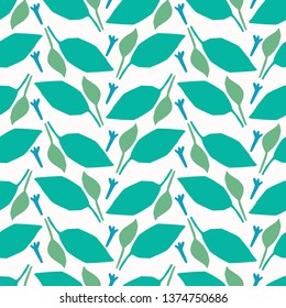 Abstract nature leaves cut out shapes. Vector pattern seamless background. Hand paper cutting matisse style. Collage tropical leaf graphic illustration. Trendy home decor, retro foliage fashion print.