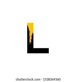 Abstract Nature Letter L logo icon design concept  black tree on yellow glow moon.