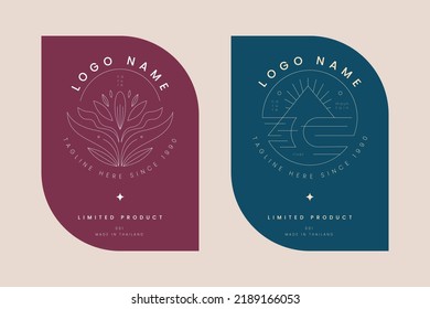 Abstract nature line logo. flower and mountain thin line. geometric and organic form style for branding and company