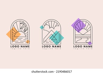 Logo de la línea natural abstracta, delgada línea y estilo de forma geométrica y orgánica para marca y compañía