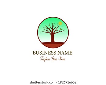 Abstract nature logo with branch tree silhouette symbol. Vector logo design concept