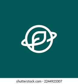 Abstract nature logo design. Vector illustration plant and planet logo design. modern linear logo design vector icon template