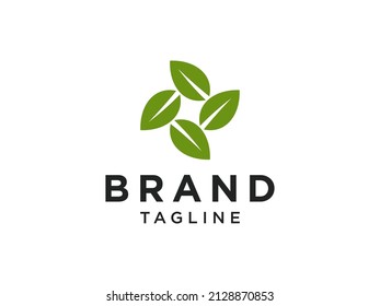 Abstract Nature Logo. Green Leaf Icon Line isolated on White Background. Usable for Business, Healthcare, Farm and Ecology Logos. Flat Vector Logo Design Template Element.
