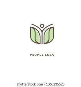 Abstract nature logo icon vector design. healthy food, ecology, spa, business, diet vector logo. Editable Design. Happy people with leafl logo. Fitness, sport web icon.