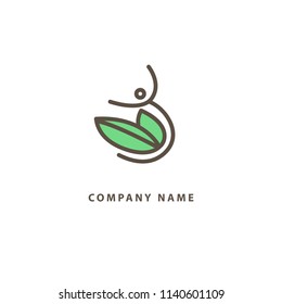 Abstract nature logo icon vector design. Healthy eco food, ecology, spa, business, diet , yoga, Environment day vector logo. Editable Design. Happy people with leaf logo. Fitness, sport web icon.