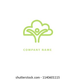 Abstract nature logo icon vector design. Healthy eco food, ecology, spa, business, diet , yoga, Environment day vector logo. Editable Design. Happy people with leaf logo. Fitness, sport web icon.