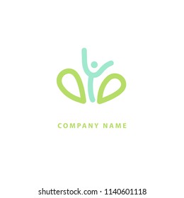 Abstract nature logo icon vector design. Healthy eco food, ecology, spa, business, diet , yoga, Environment day vector logo. Editable Design. Happy people with leaf logo. Fitness, sport web icon.