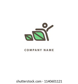 Abstract nature logo icon vector design. Healthy eco food, ecology, spa, business, diet , yoga, Environment day vector logo. Editable Design. Happy people with leaf logo. Fitness, sport web icon.