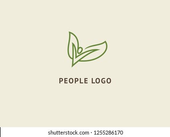 Abstract nature logo icon vector design. Healthy eco food, ecology, spa, business, diet , yoga, Environment day vector logo. Happy people with leaf logo. Fitness, sport web icon.