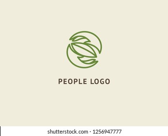 Abstract nature logo icon vector design. Healthy eco food, ecology, spa, business, diet , yoga, Environment day vector logo. Happy people with leaf logo. Fitness, sport web icon.