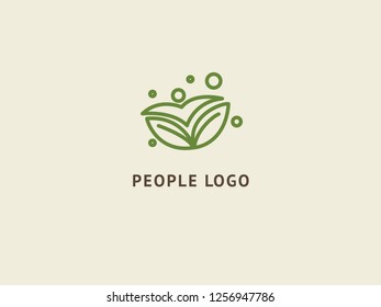 Abstract nature logo icon vector design. Healthy eco food, ecology, spa, business, diet , yoga, Environment day vector logo. Happy people with leaf logo. Fitness, sport web icon.