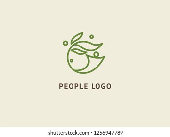 Abstract nature logo icon vector design. Healthy eco food, ecology, spa, business, diet , yoga, Environment day vector logo. Happy people with leaf logo. Fitness, sport web icon.