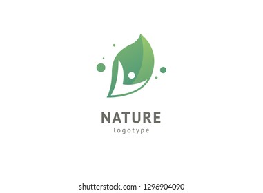 Abstract nature logo icon vector design. Healthy eco food, ecology, spa, business, diet , yoga, Environment day vector logo. Editable Design. Happy people with leaf logo. Fitness, sport web icon.