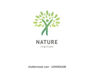 Abstract nature logo icon vector design. Healthy eco food, ecology, spa, business, diet , yoga, Environment day vector logo. Editable Design. Happy people with leaf logo. Fitness, sport web icon.