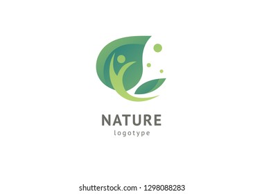 Abstract nature logo icon vector design. Healthy eco food, ecology, spa, business, diet , yoga, Environment day vector logo. Editable Design. Happy people with leaf logo. Fitness, sport web icon.