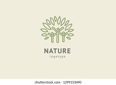 Abstract nature logo icon vector design. Healthy eco food, ecology, spa, business, diet , yoga, Environment day vector logo. Editable Design. Happy people with leaf logo. Fitness, sport web icon.
