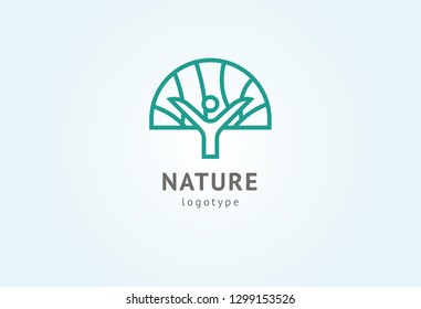 Abstract nature logo icon vector design. Healthy eco food, ecology, spa, business, diet , yoga, Environment day vector logo. Editable Design. Happy people with leaf logo. Fitness, sport web icon.
