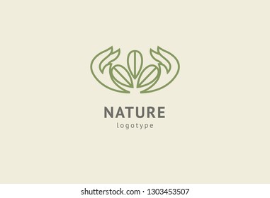 Abstract nature logo icon vector design. Healthy eco food, ecology, spa, business, diet , yoga, Environment day vector logo. Editable Design. Happy people with leaf logo. Fitness, sport web icon.