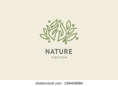 Abstract nature logo icon vector design. Healthy eco food, ecology, spa, business, diet , yoga, Environment day vector logo. Editable Design. Happy people with leaf logo. Fitness, sport web icon.