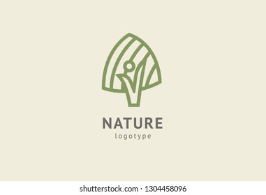 Abstract nature logo icon vector design. Healthy eco food, ecology, spa, business, diet , yoga, Environment day vector logo. Editable Design. Happy people with leaf logo. Fitness, sport web icon.