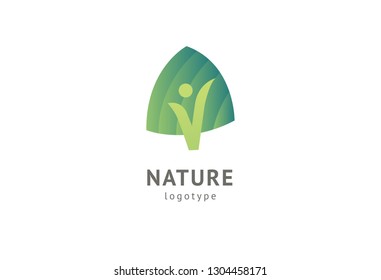 Abstract nature logo icon vector design. Healthy eco food, ecology, spa, business, diet , yoga, Environment day vector logo. Editable Design. Happy people with leaf logo. Fitness, sport web icon.