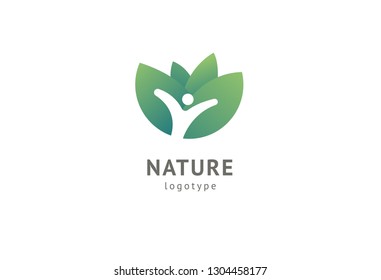 Abstract nature logo icon vector design. Healthy eco food, ecology, spa, business, diet , yoga, Environment day vector logo. Editable Design. Happy people with leaf logo. Fitness, sport web icon.