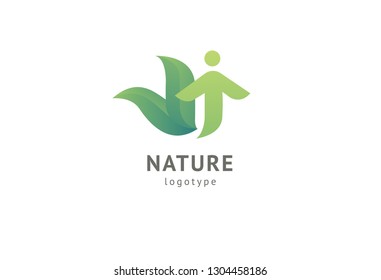 Abstract nature logo icon vector design. Healthy eco food, ecology, spa, business, diet , yoga, Environment day vector logo. Editable Design. Happy people with leaf logo. Fitness, sport web icon.
