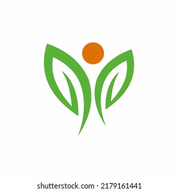 Abstract nature logo icon vector design. Healthy eco food, ecology, spa, business, diet , yoga, Environment day vector logo. Editable Design. Happy people with leaf logo. Fitness, sport web icon.
