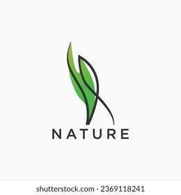 Plantilla de logotipo de naturaleza abstracta plana