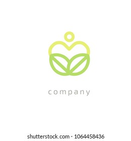 Abstract nature logo vector design. Healthy food, ecology, spa, business, diet vector logo. Design Editable Design. Happy people with leaf logo. Fitness, sport web icon.