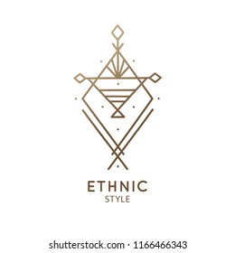 Abstract nature logo. Vector geometric badge. Sacred alchemic symbol. Outline icon of abstract shapes, piramyd - business emblem for design card, alchemy, zen, ecology, religion concepts, yoga Center.
